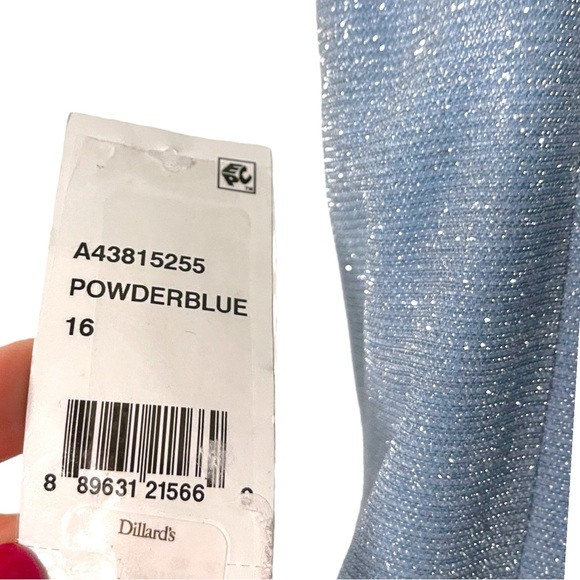 Poppied and Roses Powder Blue Metallic Dress Formal Size 16 - Picture 5 of 8